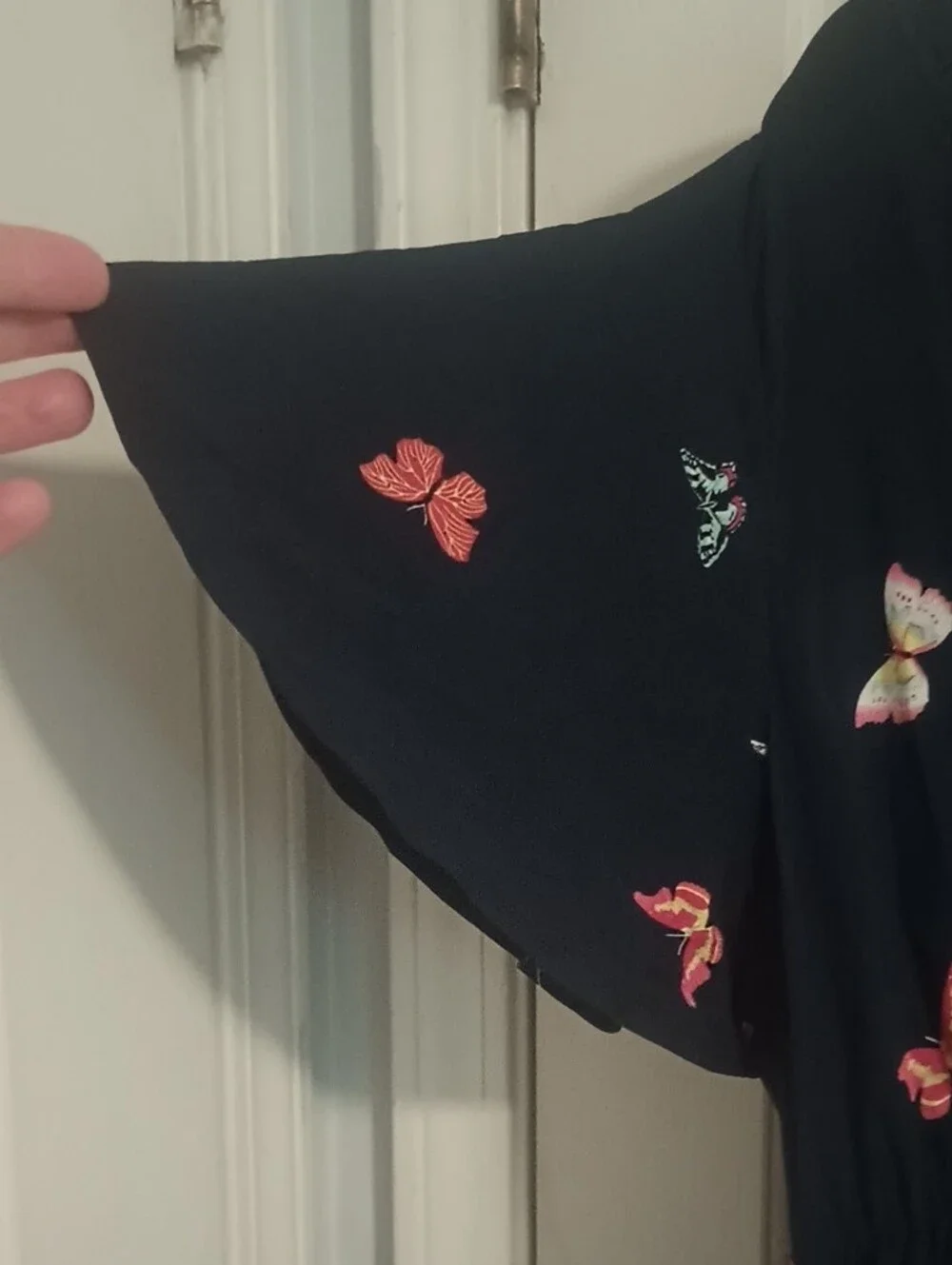 BloomChic Black Maxi Dress with Butterfly and Floral Border - Picture 3 of 10